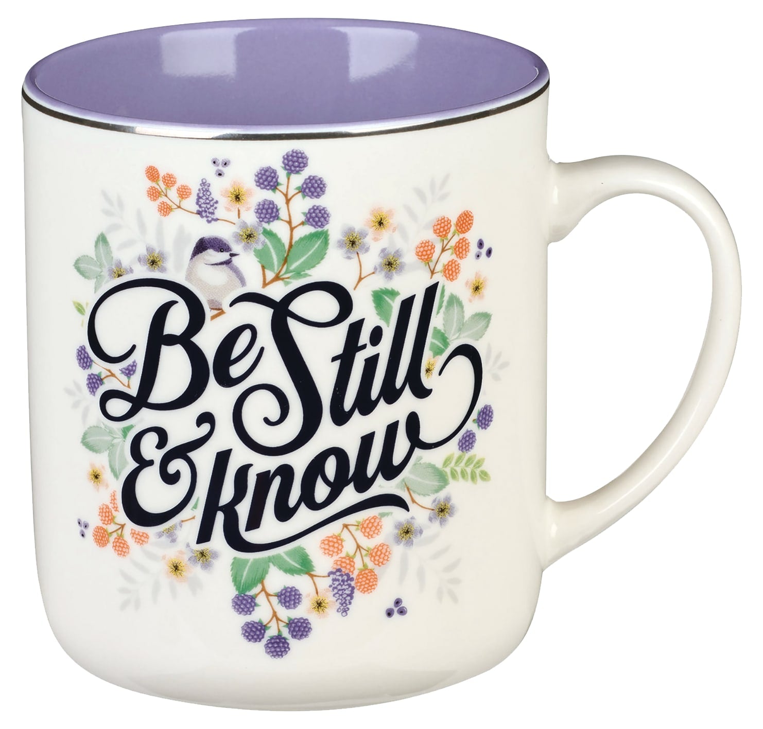 Ceramic Mug: Be Still & Know, Purple Pasture, Foil Accents (414 ML)