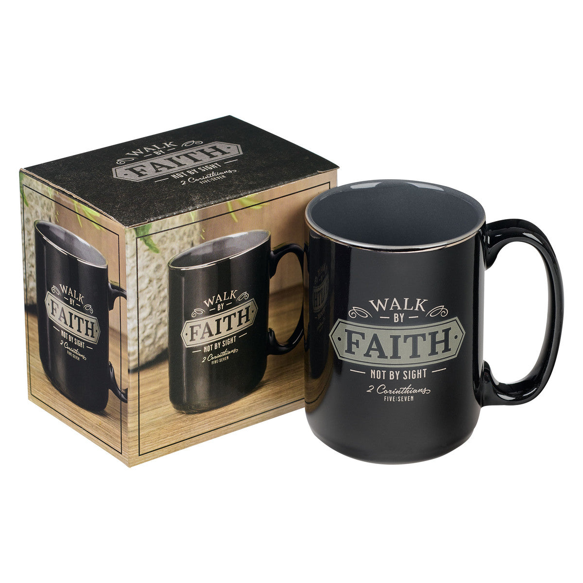 Ceramic Mug: Walk By Faith, Foil Accents (2 Cor 5:7) (414 ML)