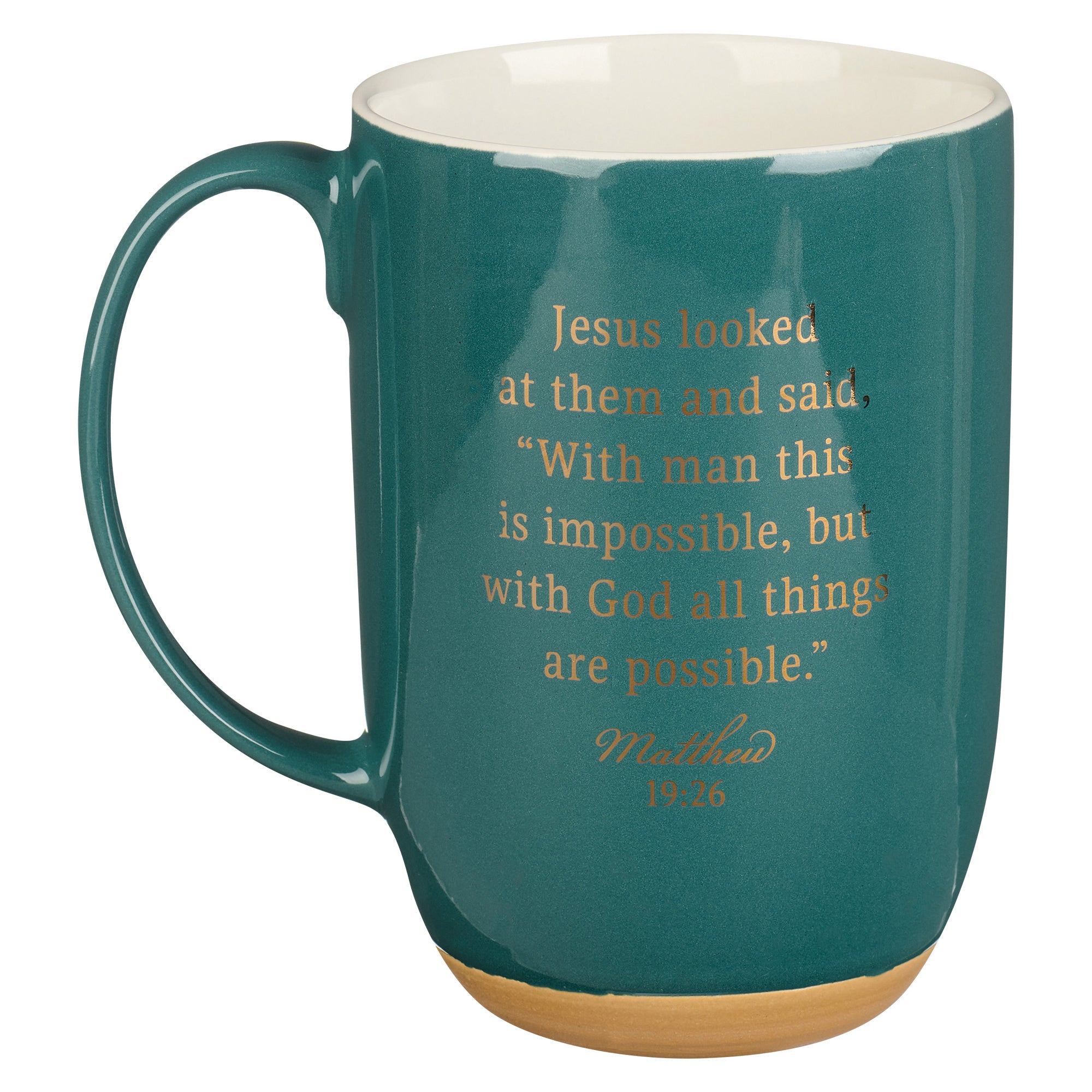 Ceramic Mug: With God All Things Are Possible, Green (Jewel Tone Collection) (444 Ml)