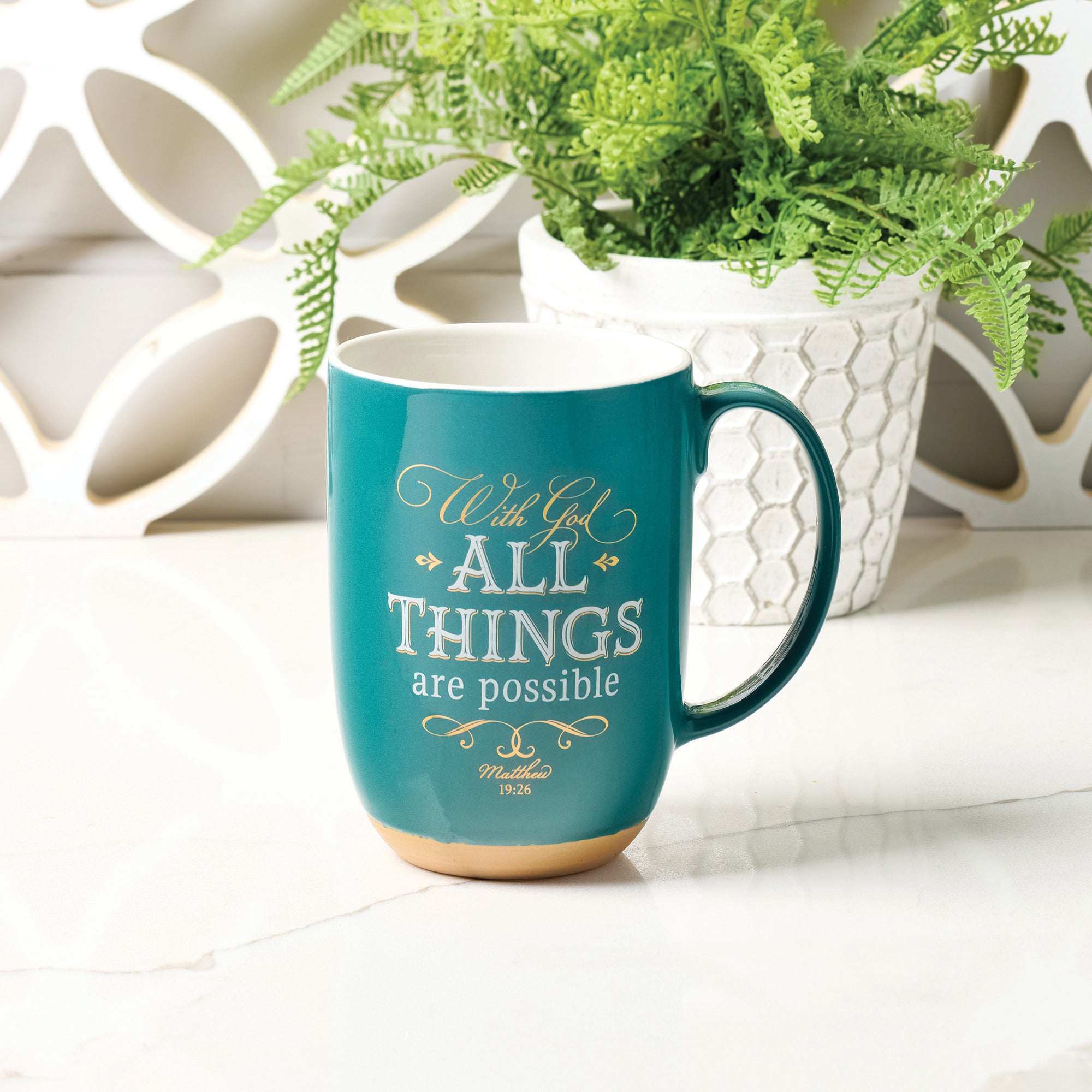 Ceramic Mug: With God All Things Are Possible, Green (Jewel Tone Collection) (444 Ml)