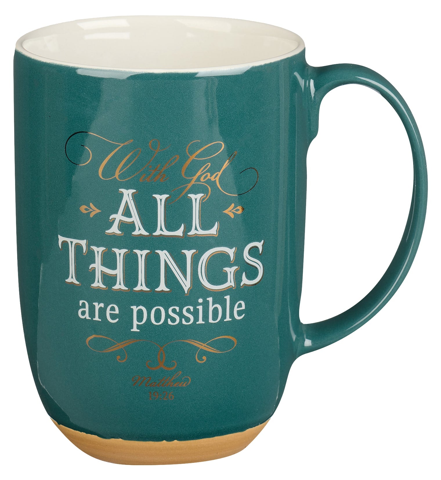 Ceramic Mug: With God All Things Are Possible, Green (Jewel Tone Collection) (444 Ml)