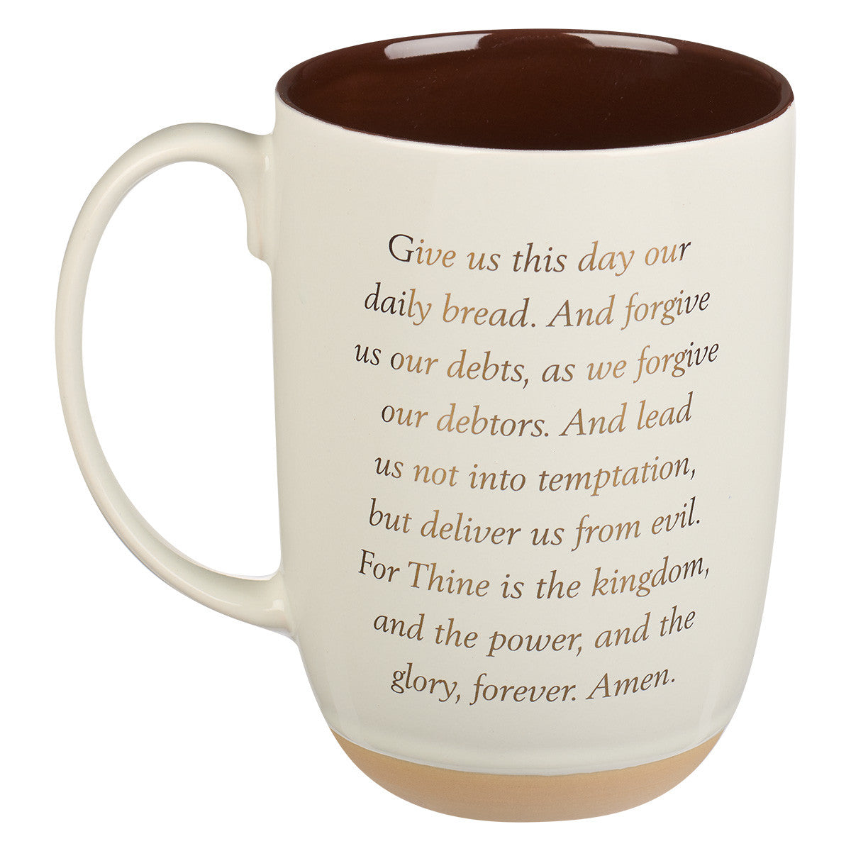 Ceramic Mug: The Lord's Prayer, Creamy White/Walnut Brown Interior, Foil Accents (444 ML)
