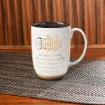 Ceramic Mug: The Lord's Prayer, Creamy White/Walnut Brown Interior, Foil Accents (444 ML)