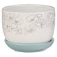Ceramic Planter Pot With Saucer: His Mercy Never Fails, White/Light Blue (Pastel Meadow Collection)