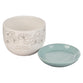 Ceramic Planter Pot With Saucer: His Mercy Never Fails, White/Light Blue (Pastel Meadow Collection)
