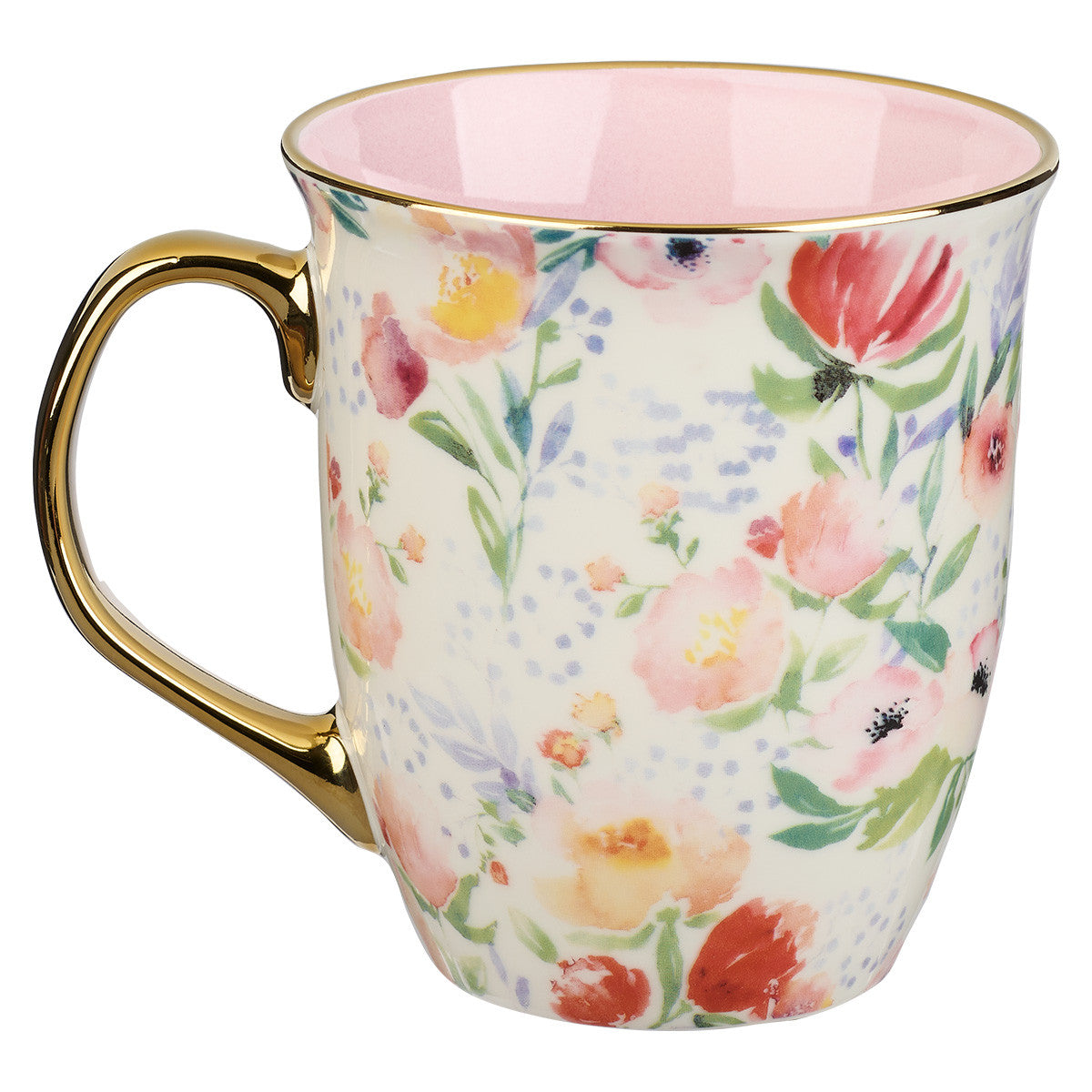 Ceramic Mug: Strength and Dignity, Pastel Diamond, Gold Foil Accents (473ml)
