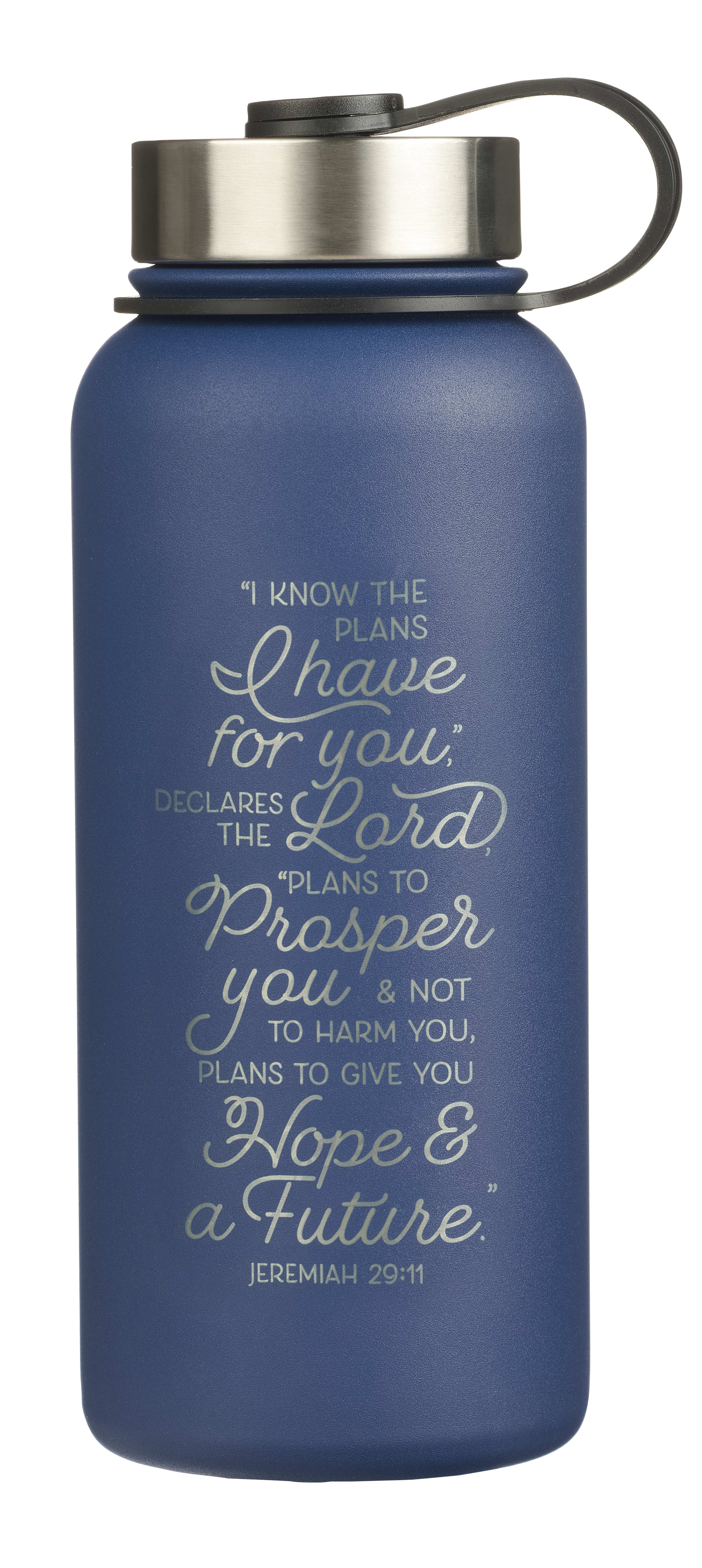 Water Bottle, Stainless Steel (946 ml): I Know the Plans, Jer 29:11, Navy