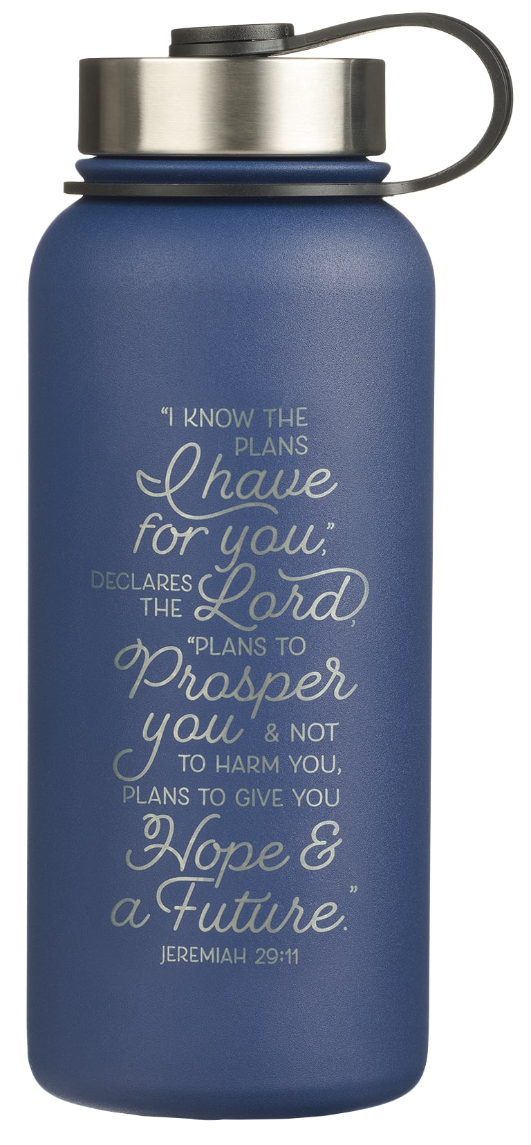 Water Bottle, Stainless Steel (946 ml): I Know the Plans, Jer 29:11, Navy