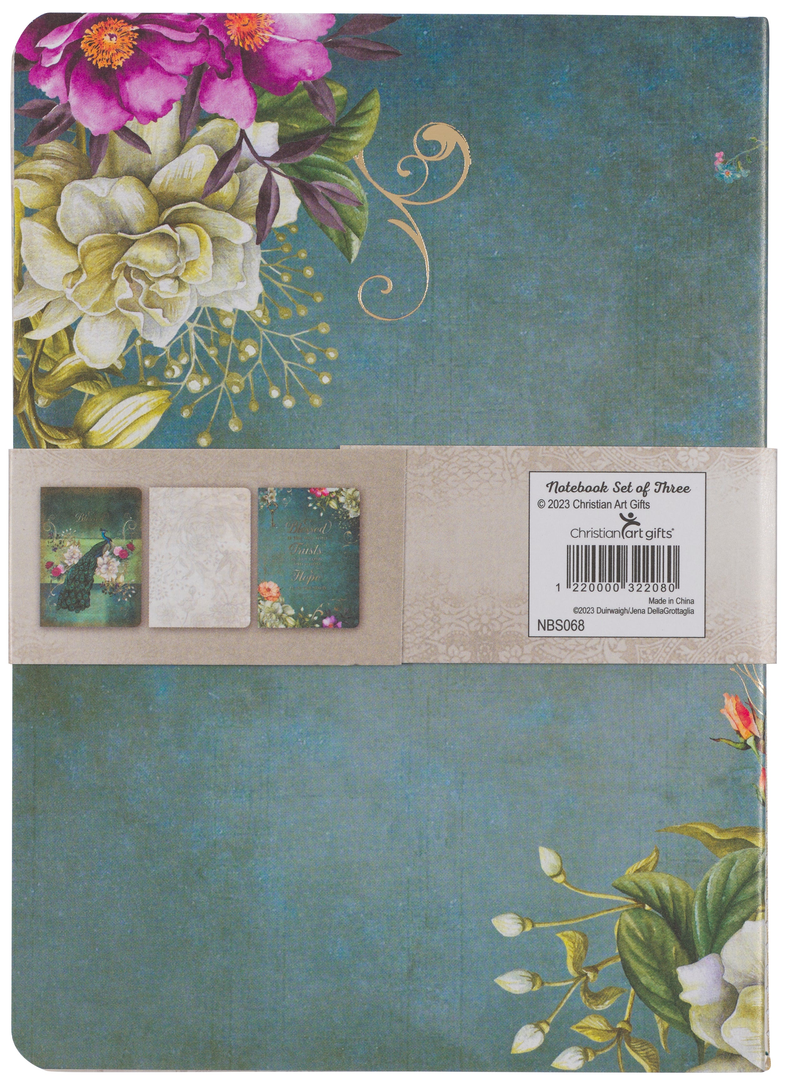 Large Notebook Set of 3: Blessed Blue Peacock (Jer 17:7) (Secret Garden Series)