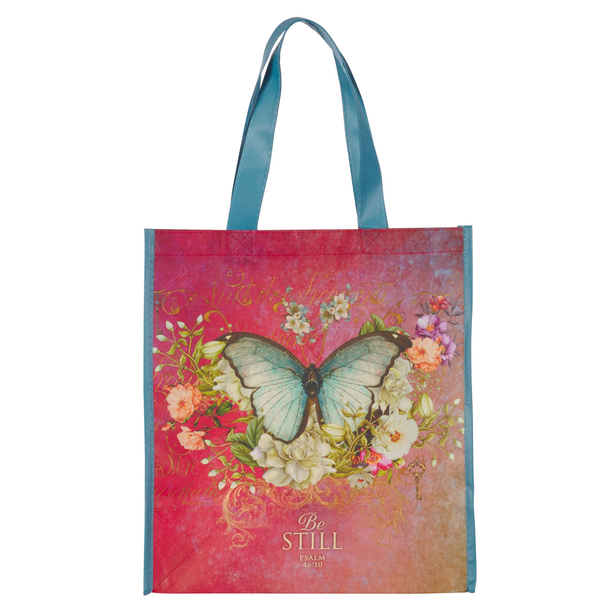 Reusable Tote Bag: Be Still Pink Butterfly (Psalm 46:10) (Secret Garden Series)