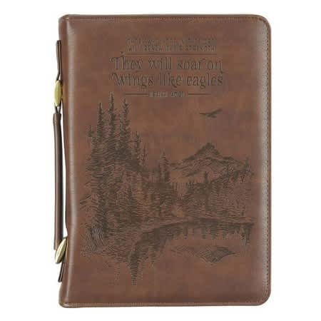 Bible Cover Extra Large: Wings Like Eagles Brown (Isaiah 40:31)