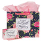 Gift Bag Large Landscape: Strength & Dignity Navy/Pink (Prov 31:25) (Strength & Dignity Pink Rose Series)