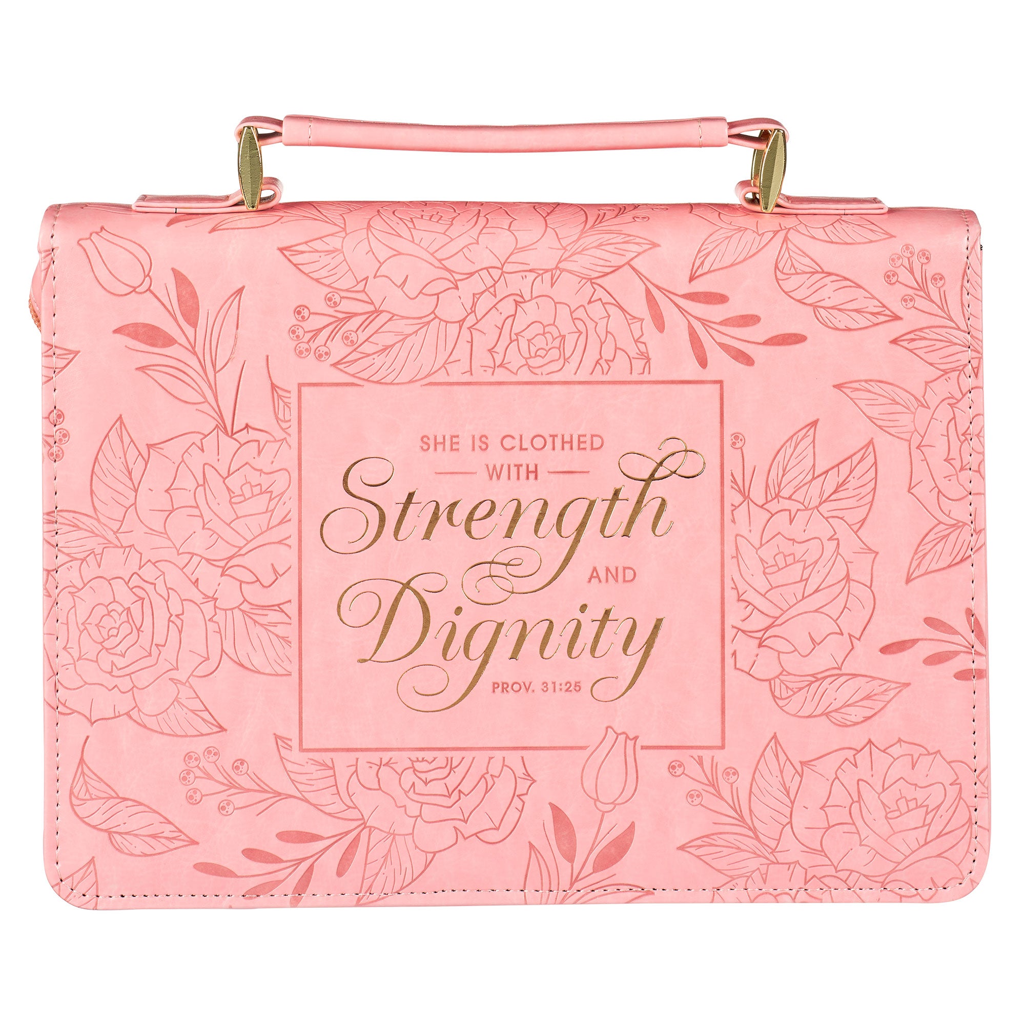 Bible Cover Medium: Strength & Dignity Pink (Prov 31:25) (Strength & Dignity Pink Rose Series)