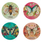Ceramic Coaster Set of 4: Butterflies & Bee- Faith, Hope, Love, Grace, Comes With Wire Holder, 102 Mm Diameter (Secret Garden Series)