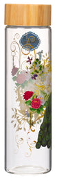 Water Bottle, Glass with Bamboo Lid (650 ml): Blessed, Blue Peacock, Jer 17:7 (Secret Garden Collection)