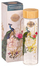 Water Bottle, Glass with Bamboo Lid (650 ml): Blessed, Blue Peacock, Jer 17:7 (Secret Garden Collection)