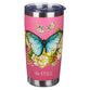 Stainless Steel Travel Mug, 532 ML: Be Still Pink Butterfly (Psalm 46:10) (Secret Garden Series)