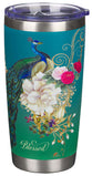Stainless Steel Travel Mug, 532 ML: Blessed Blue Peacock (Jer. 17:7) (Secret Garden Series)