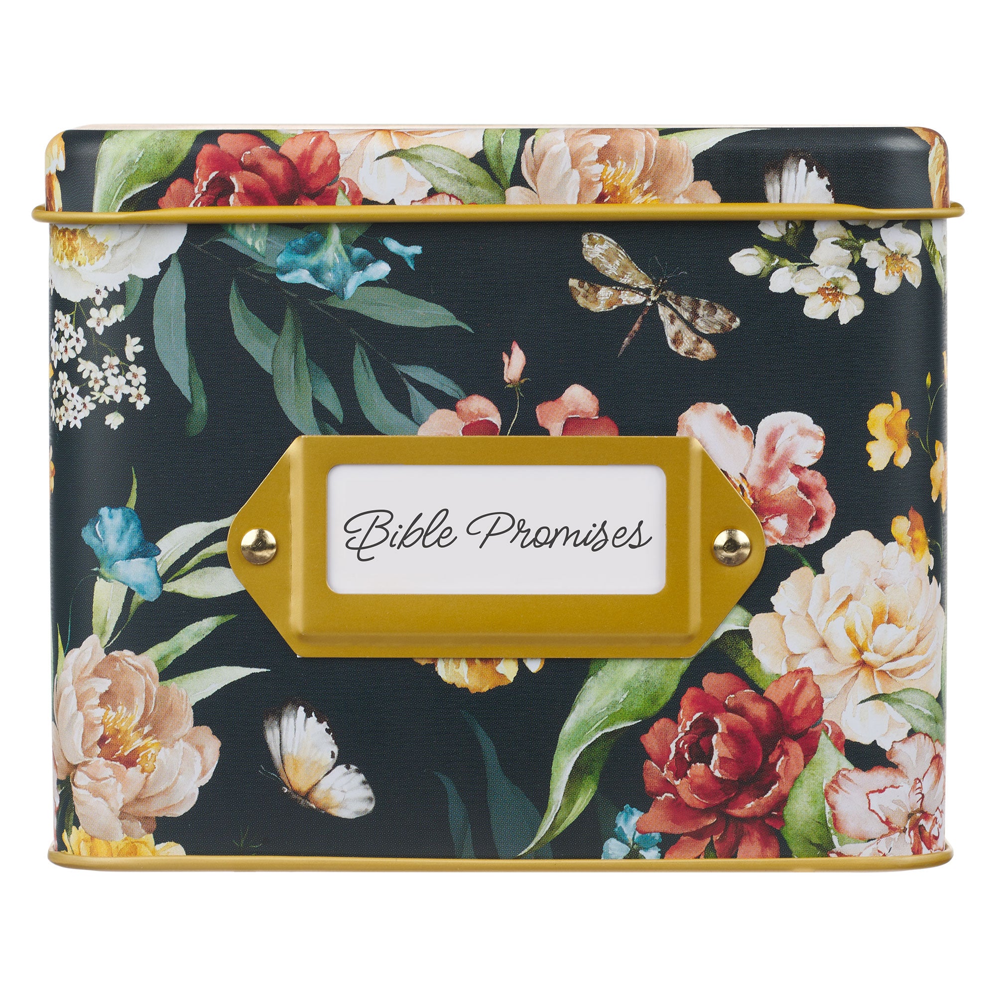Bible Promises in a Tin: Navy Floral, 50 Double-Sided Cards
