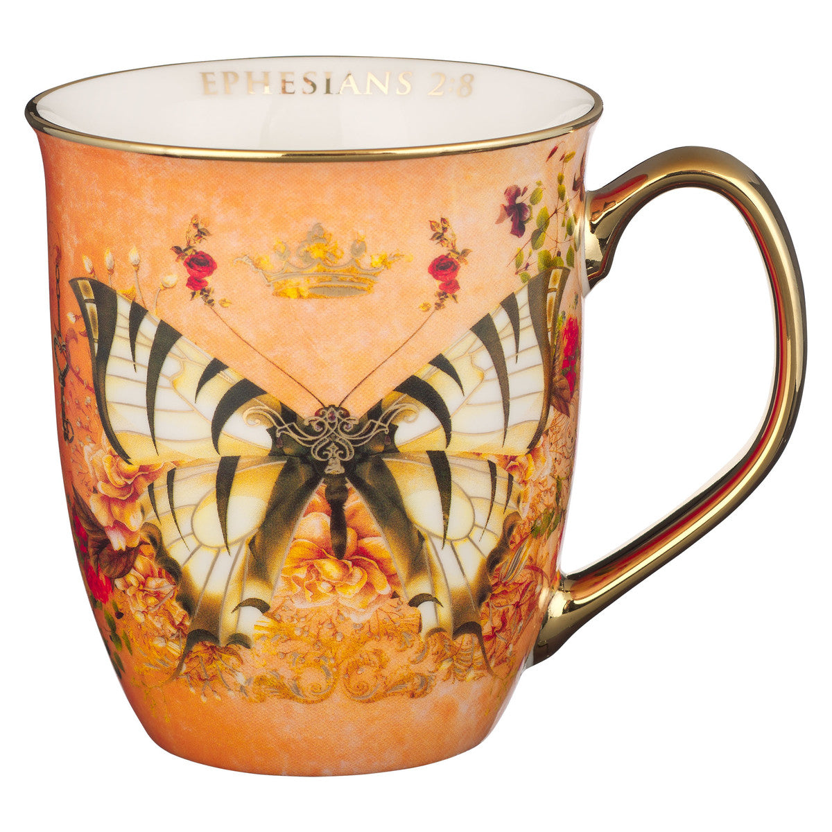 Ceramic Mug, 473ml: Grace Orange Butterfly (Eph 2:8) (Secret Garden Series)