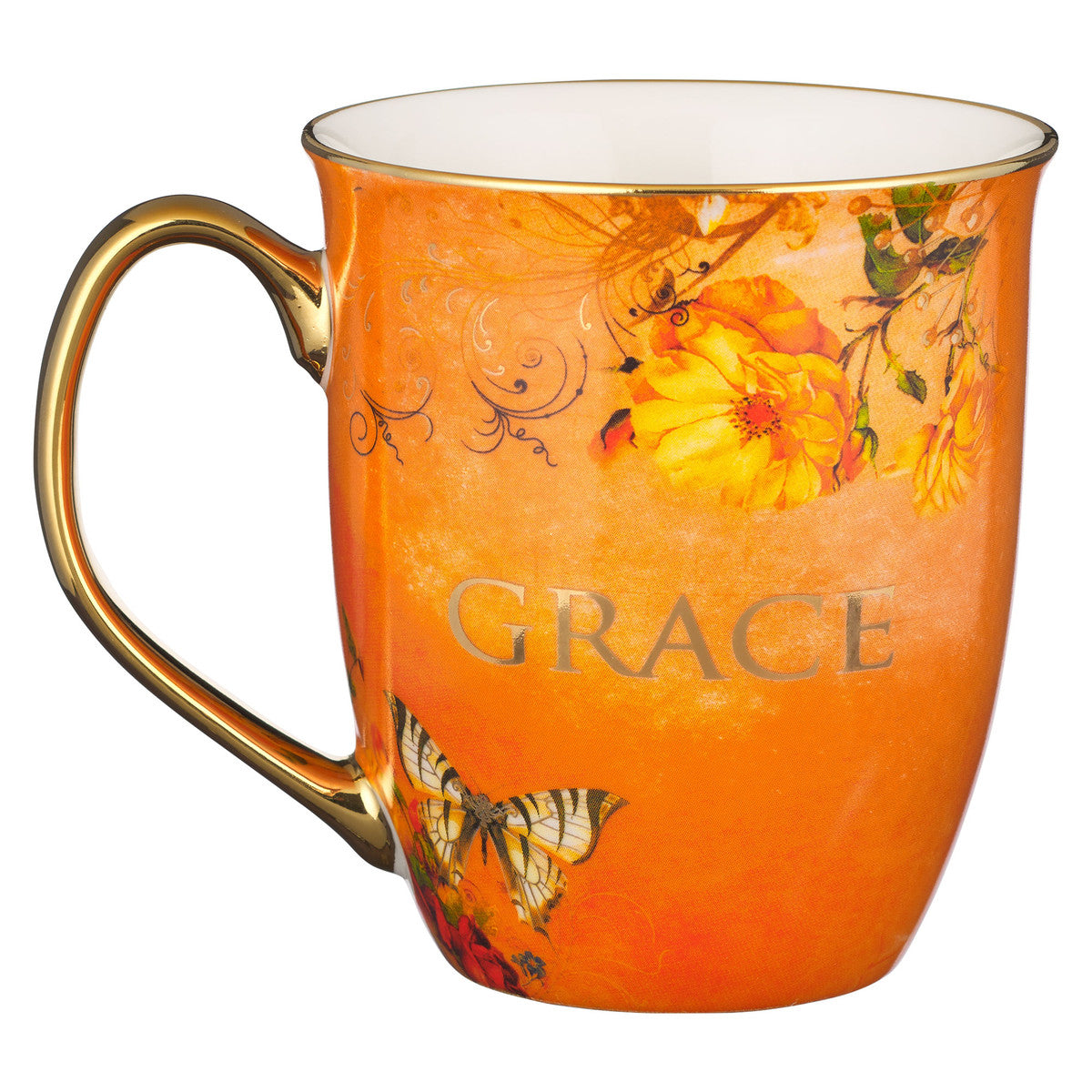 Ceramic Mug, 473ml: Grace Orange Butterfly (Eph 2:8) (Secret Garden Series)