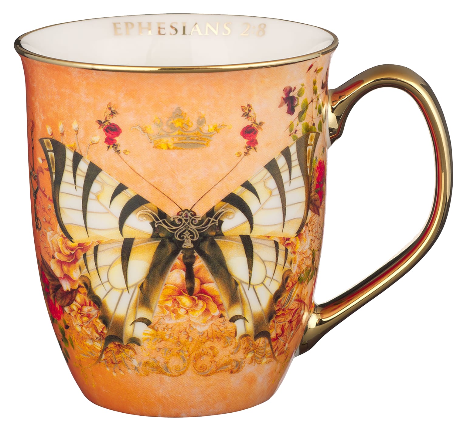 Ceramic Mug, 473ml: Grace Orange Butterfly (Eph 2:8) (Secret Garden Series)