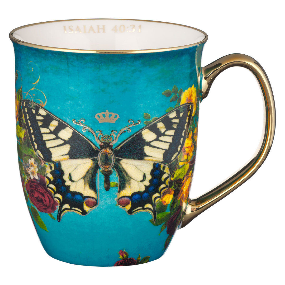 Ceramic Mug, 473ml: Hope Teal Butterfly (Isaiah 40:31) (Secret Garden Series)