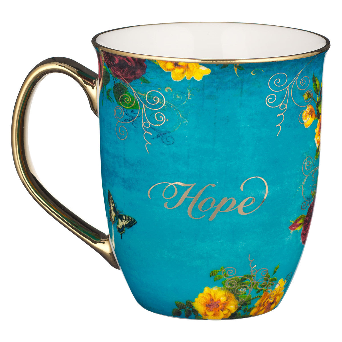 Ceramic Mug, 473ml: Hope Teal Butterfly (Isaiah 40:31) (Secret Garden Series)