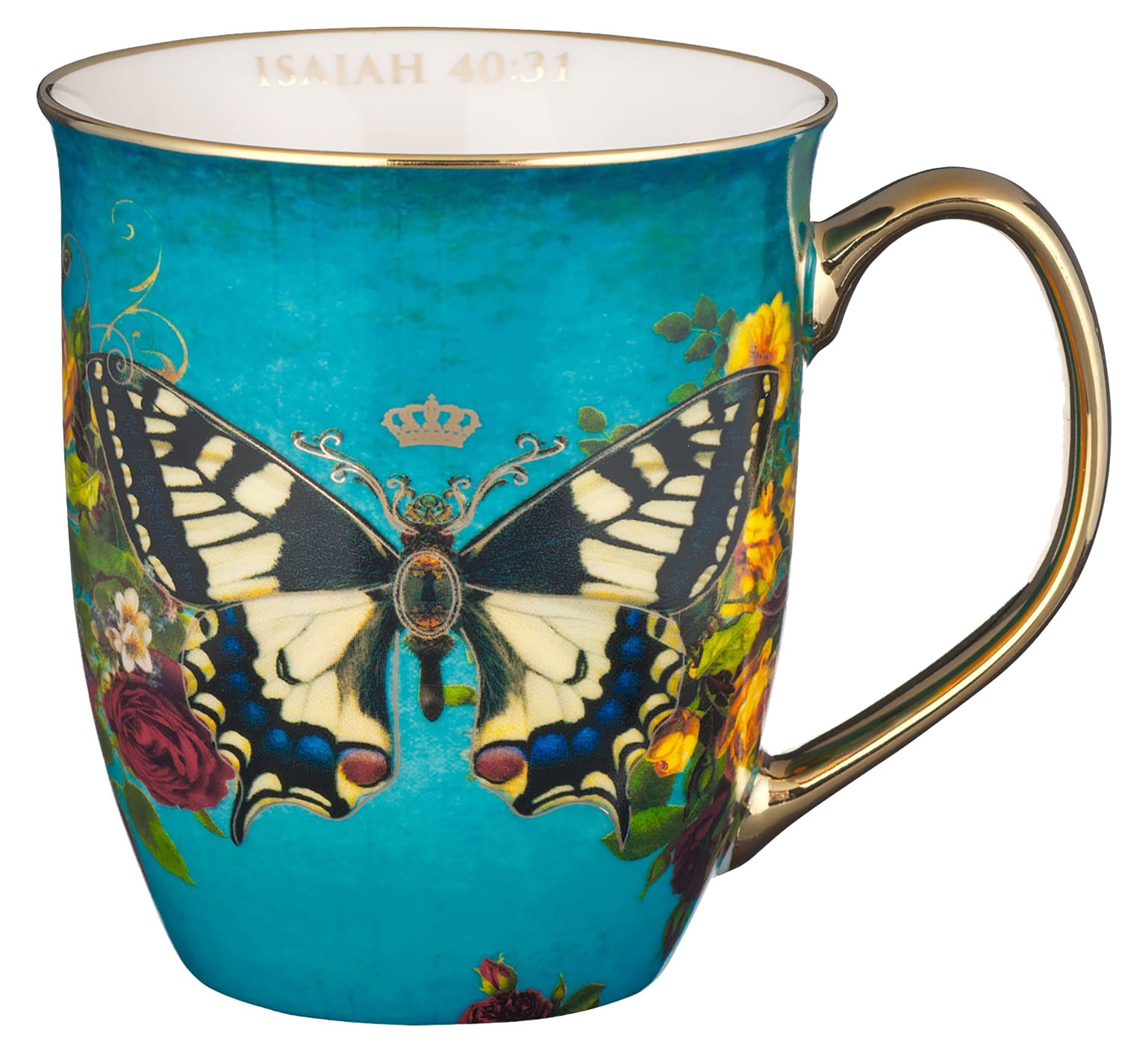 Ceramic Mug, 473ml: Hope Teal Butterfly (Isaiah 40:31) (Secret Garden Series)