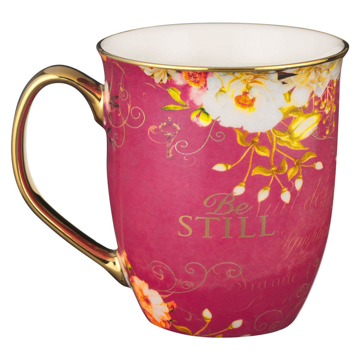 Ceramic Mug, 473ml: Be Still Pink Butterfly (Psalm 46:10) (Secret Garden Series)