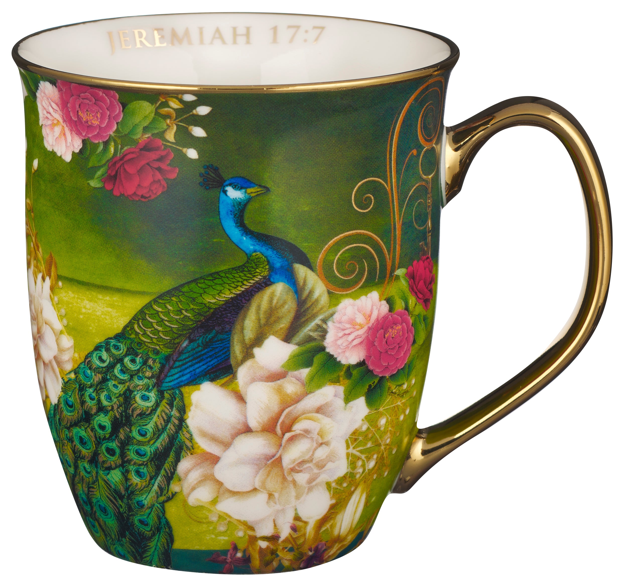 Ceramic Mug, 473ml: Blessed Blue Peacock (Jer 17:7) (Secret Garden Series)