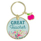 Metal Keyring: Great Teacher With Apple Charm (Ecc. 2:26) (Teal Best Teacher Series)