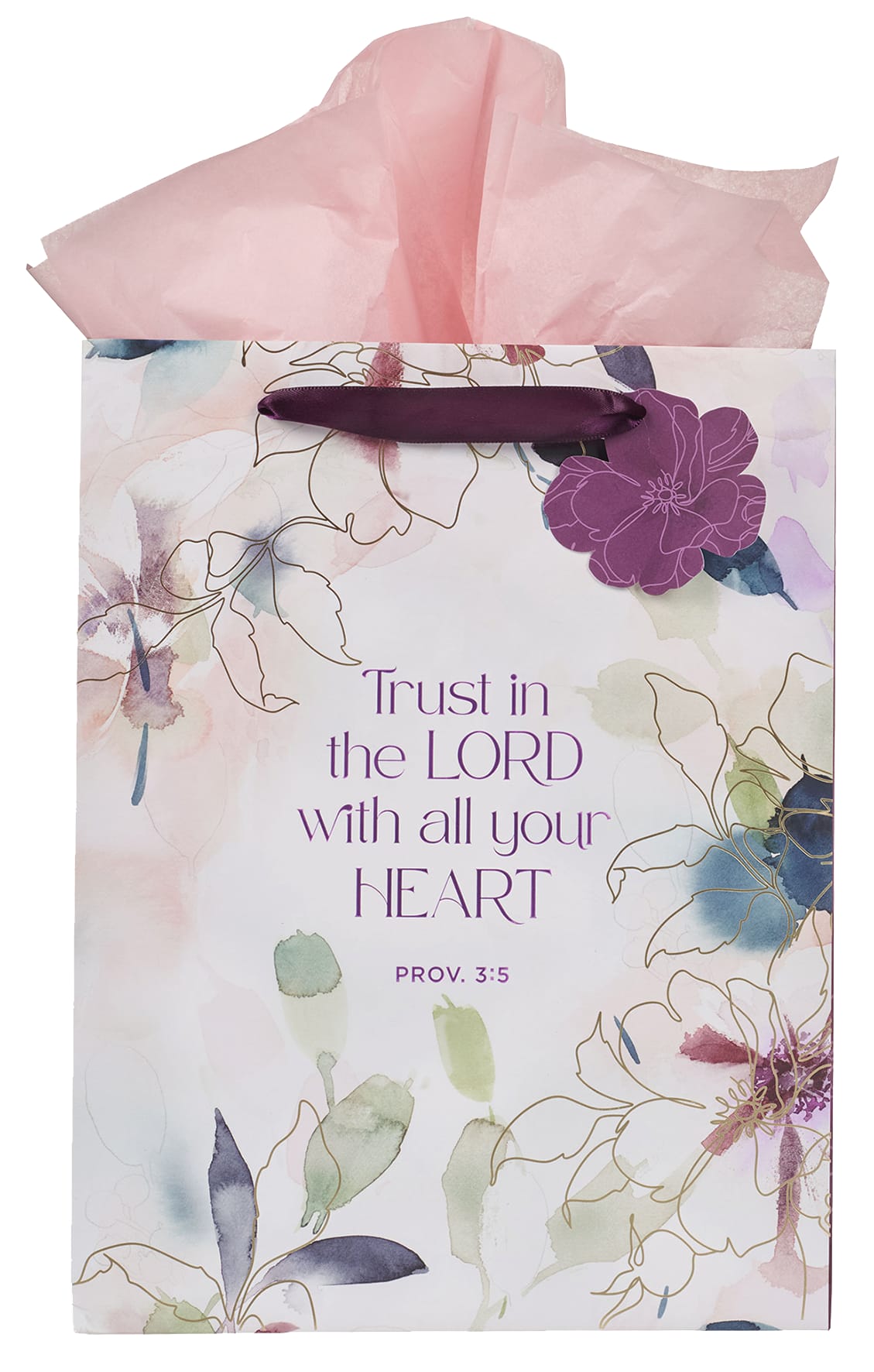 Gift Bag Large: Trust in the Lord, Prov. 3:5, Purple Bloom Like the Flowers
