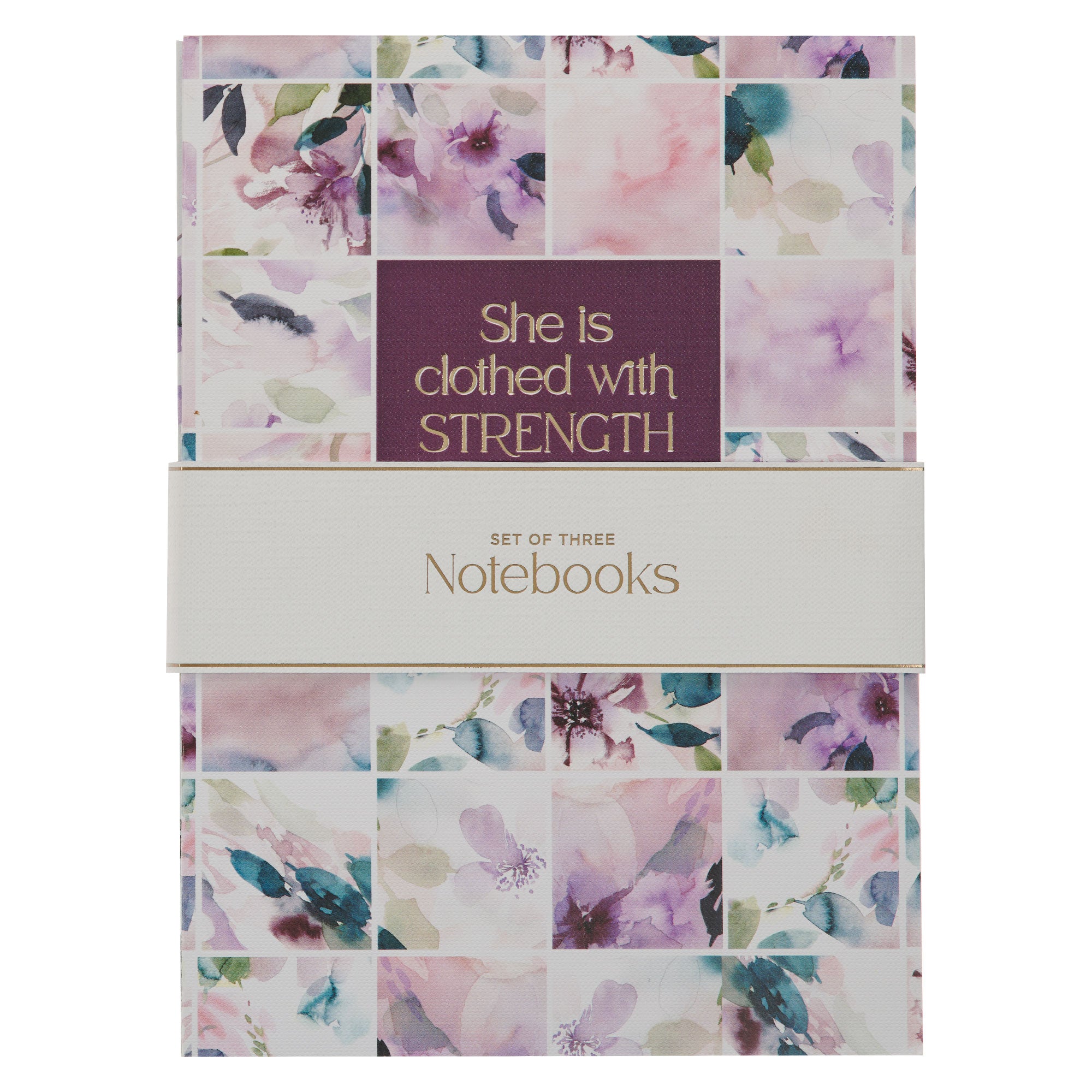 Notebooks (Set of 3): Strength & Dignity, Prov. 31:25, Purple Bloom Like the Flowers