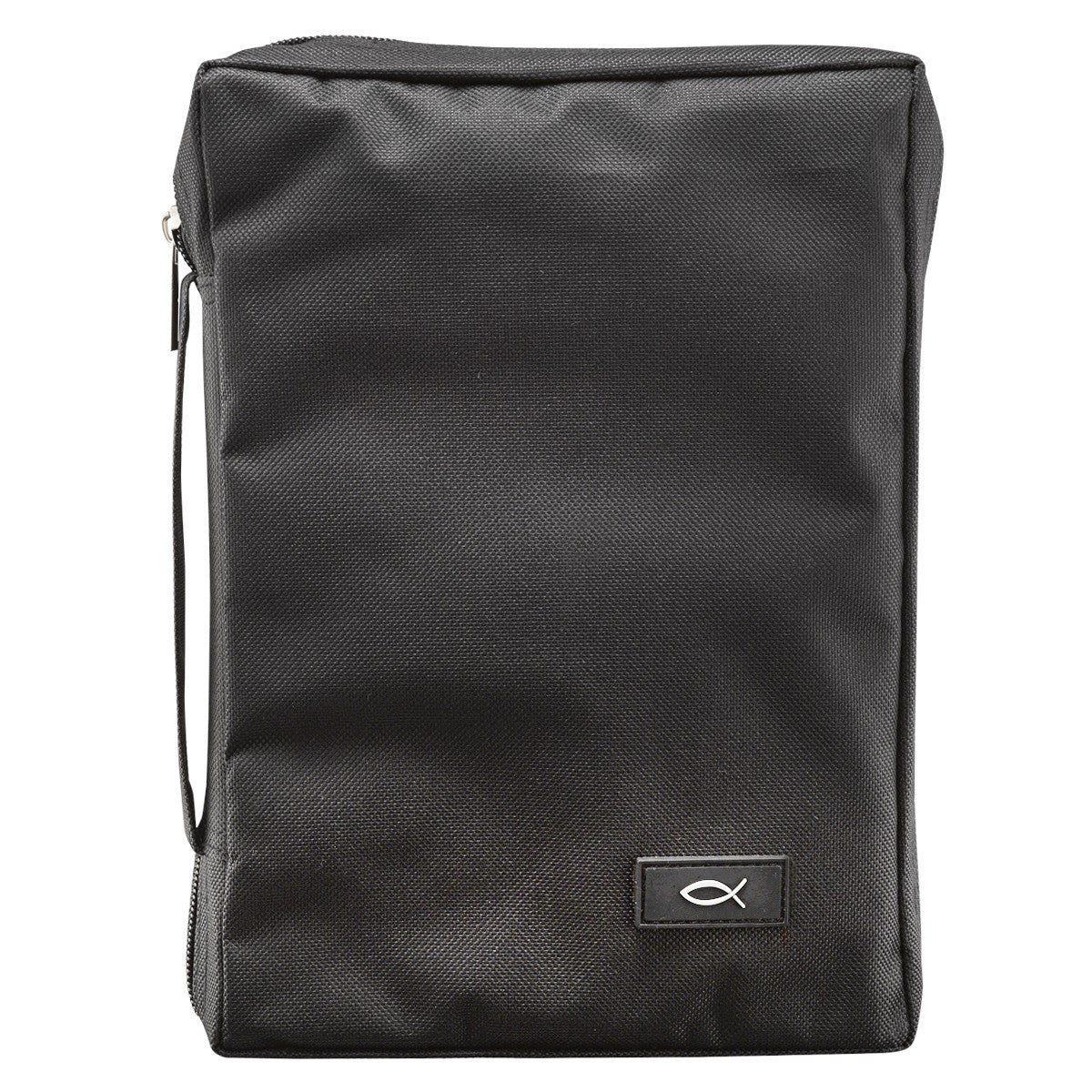 Bible Cover Medium Polyester Canvas With Fish Emblem in Black