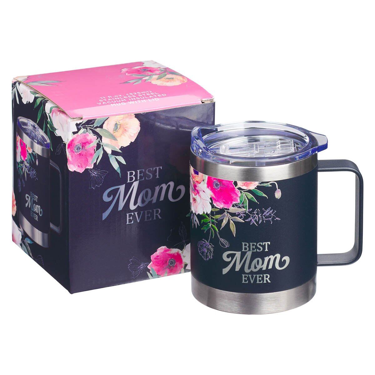 Stainless Steel Travel Mug, 325 ML: Best Mum Ever, Navy (Bless You Mom Series)