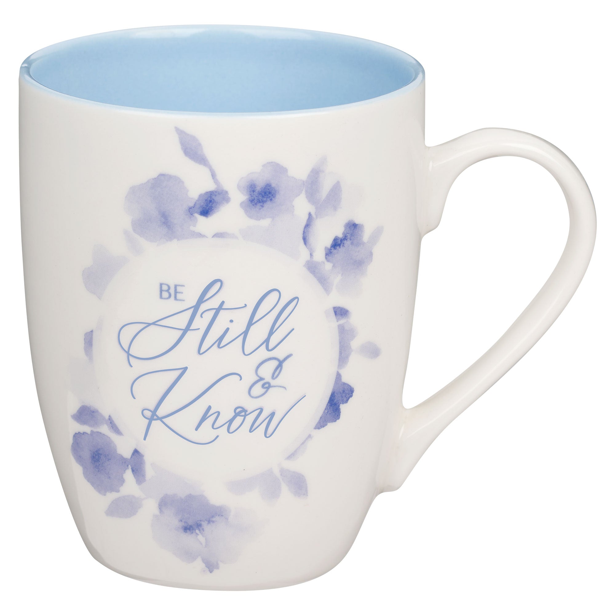 Ceramic Mug: Be Still Ps. 46:10, Blue Floral