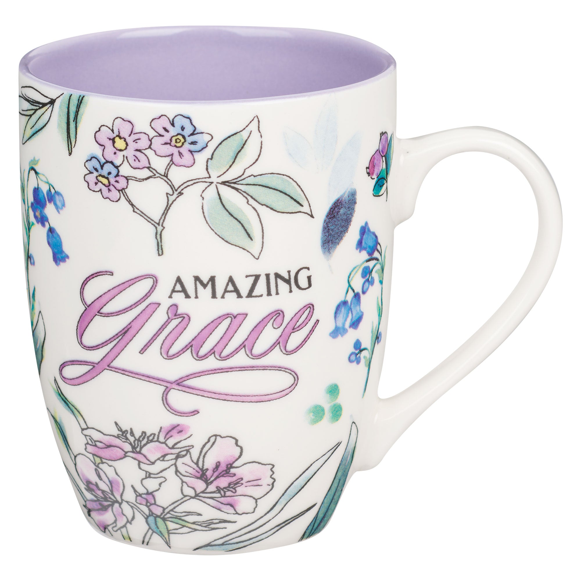 Ceramic Mug: Amazing Grace, Purple Floral