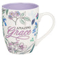 Ceramic Mug: Amazing Grace, Purple Floral