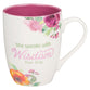 Ceramic Mug: Speaks with Wisdom Prov. 31:26, Multi-Floral