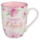 Ceramic Mug: Strength & Dignity Prov. 31:25, Pink Floral