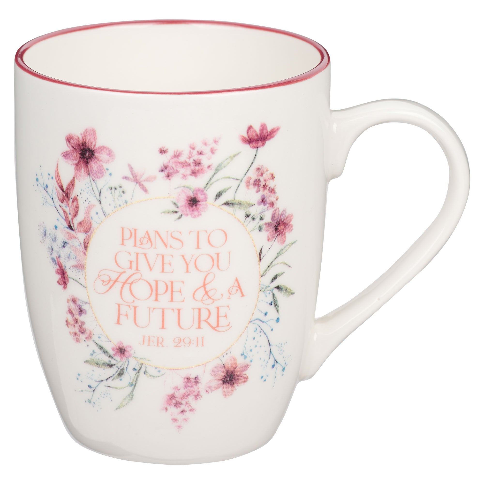 Ceramic Mug: Plans Jer. 29:11, Maroon Wreath