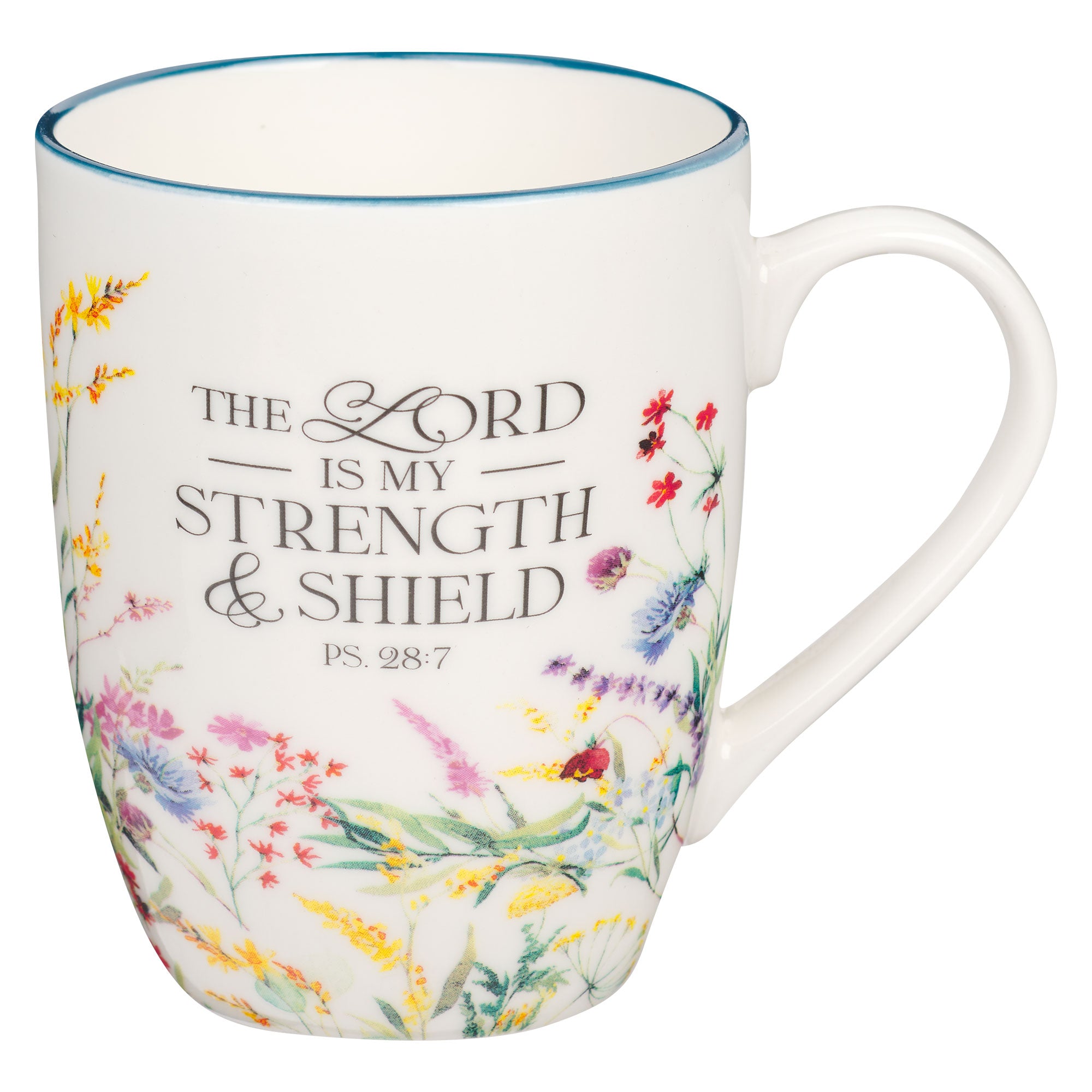 Ceramic Mug: Lord is my Strength Ps. 28:7, Multi-Floral