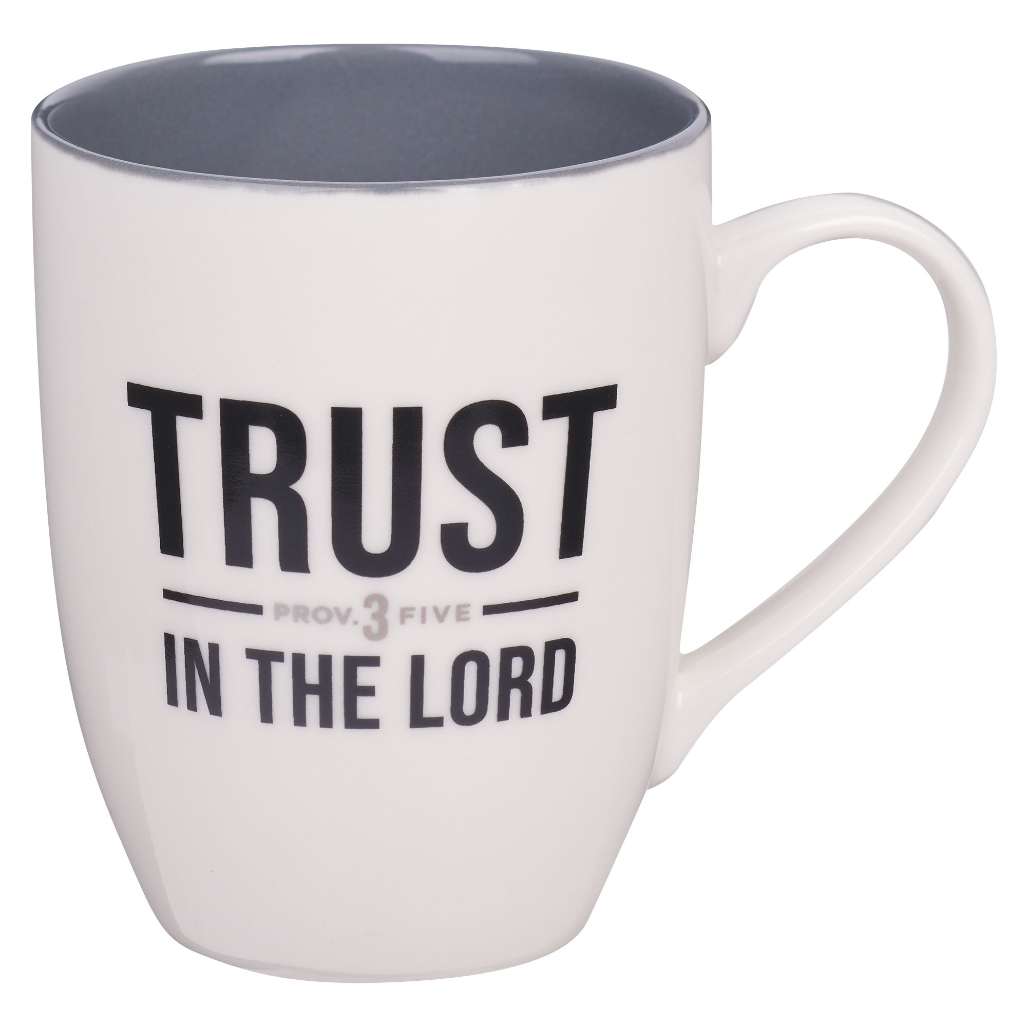 Ceramic Mug: Trust in the Lord,  Prov. 3:5, White/Black inside