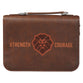 Bible Cover Medium: Strength & Courage, Josh. 1:9, Brown Lion