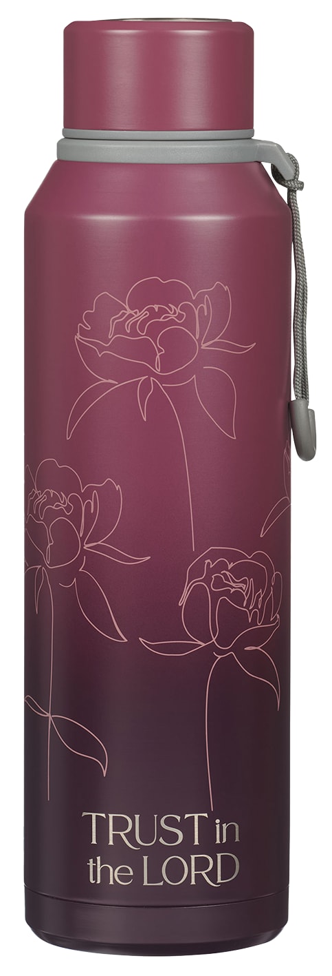 Water Bottle, Stainless SteelTrust in the Lord, Proverbs 3:5, Purple Bloom Like the Flowers