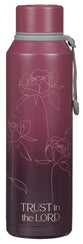 Water Bottle, Stainless SteelTrust in the Lord, Proverbs 3:5, Purple Bloom Like the Flowers