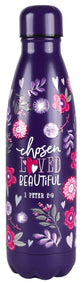 Water Bottle, Stainless SteelGod's Princess, 1 Peter 2:9, Pink/Purple Floral