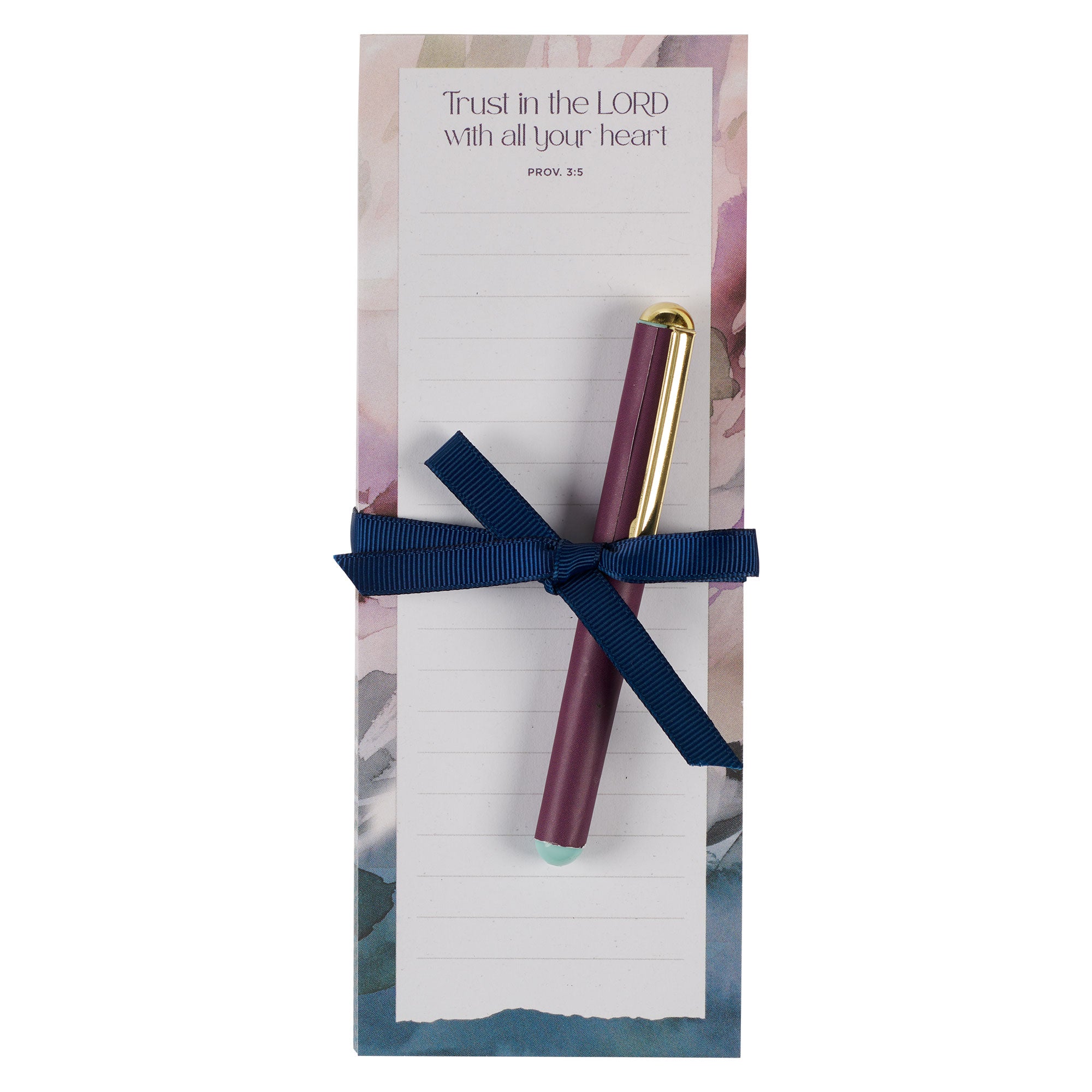 Magnetic Notepad: Shopping List with pen, Trust in the Lord, Prov. 3:5, Purple Bloom Like the Flowers