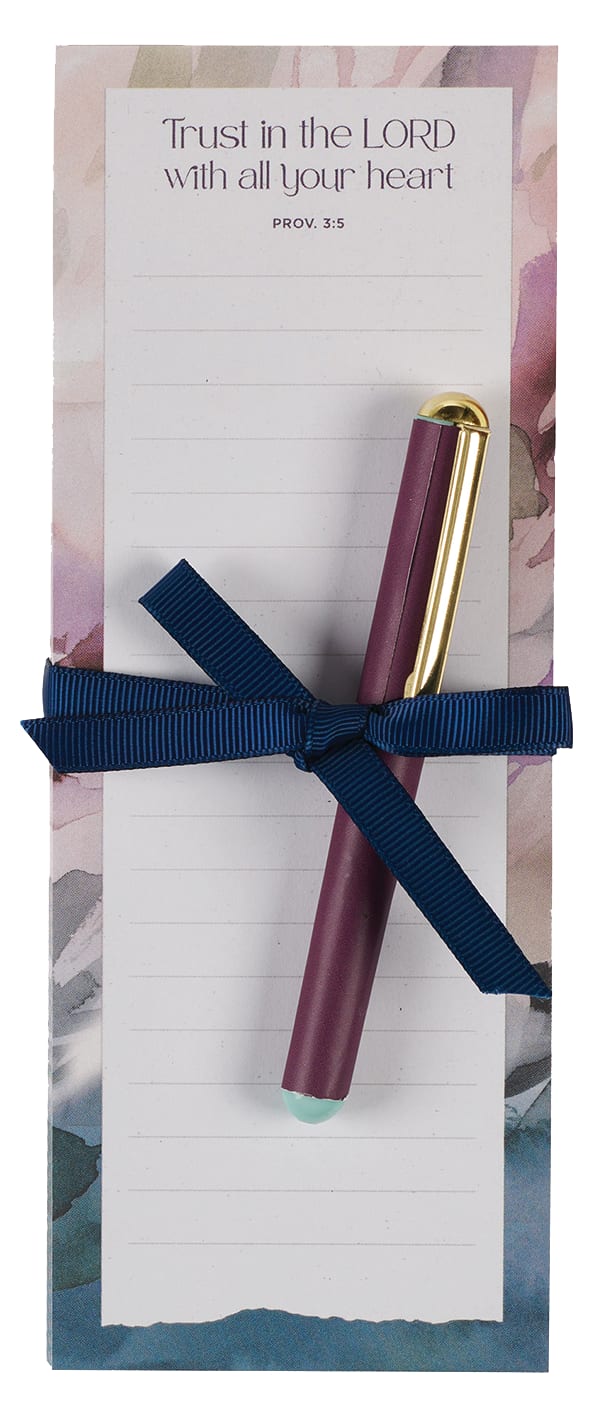 Magnetic Notepad: Shopping List with pen, Trust in the Lord, Prov. 3:5, Purple Bloom Like the Flowers